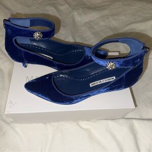 Manolo Blahnik Royal Blue Velvet Heels